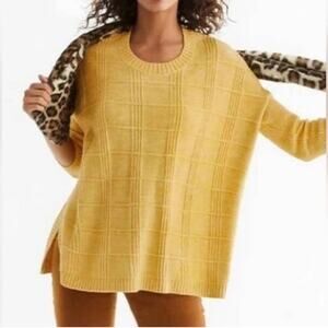 Cabi Sitch Mix Mustard Gold Textured Boho Oversized Style #4039 Sweater Size XS